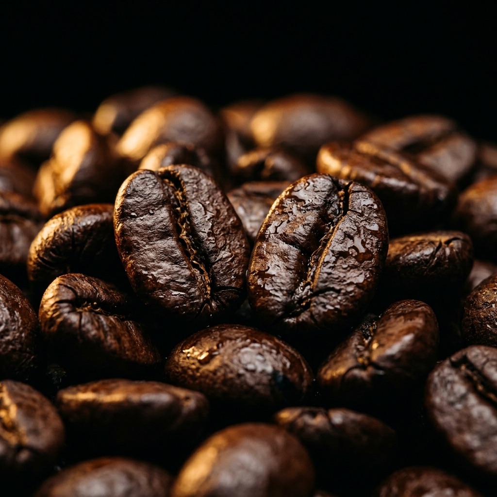 Freshly roasted Colombian coffee beans